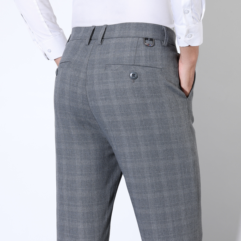 Men'S Grooming - Cotton Plaid Striped Classic Suit Pants