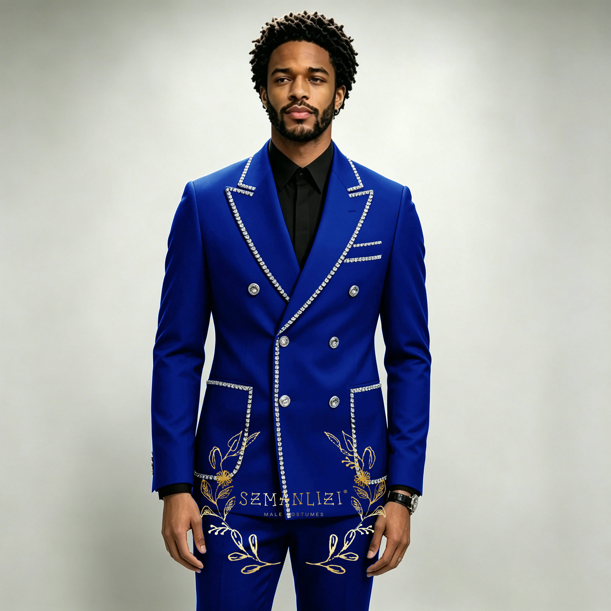 Men Grooming Outfit - Luxury Men's Suits 2 Pieces Royal