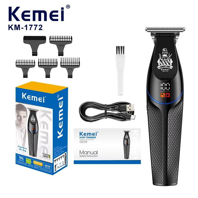 Beard Trimmer Cordless - Kemei KM-1772 7000 RPM Hair Clippers