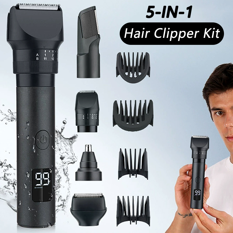 Beard Trimmer Cordless - 5-In-1 Cordless Hair Clipper LED Display