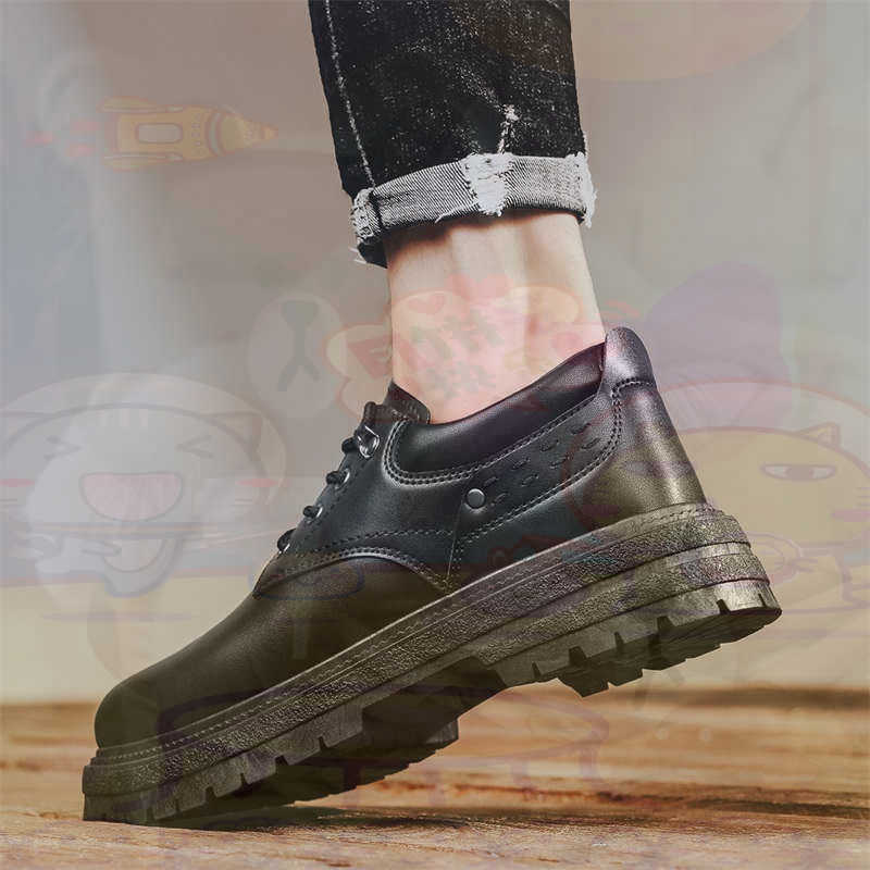 Young Men'S Grooming - Dark Natural Leather Fashion Trainers Tennis