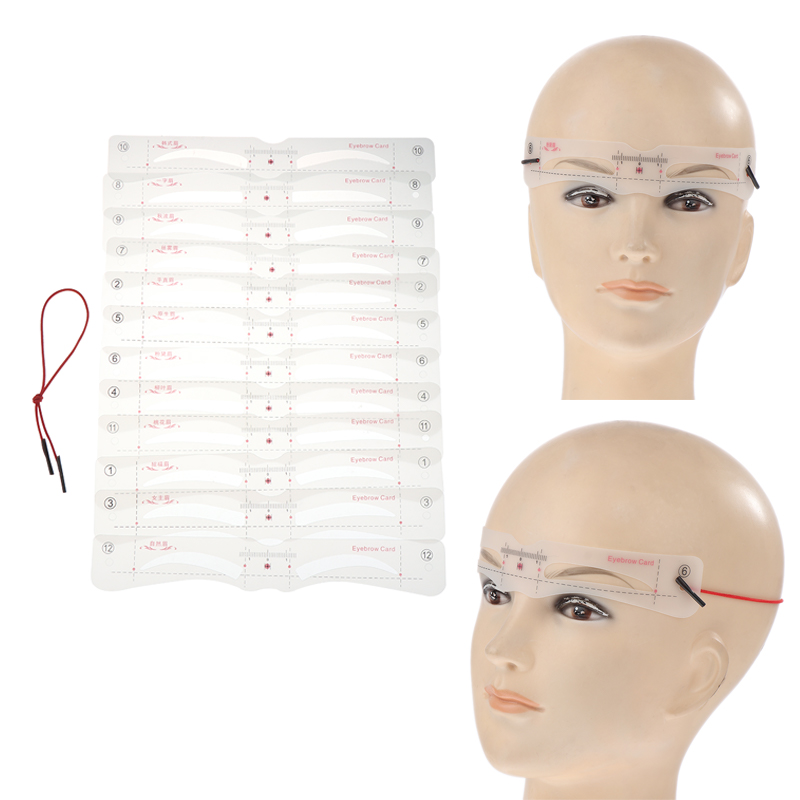 Men'S Grooming Makeup - 12Pcs Eyebrow Stencil Set Reusable DIY