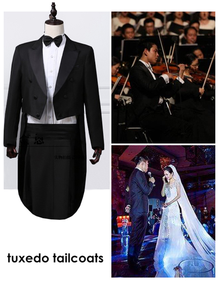 Men Grooming Outfit - Men's Classic Black Tuxedo Dress Tailcoat