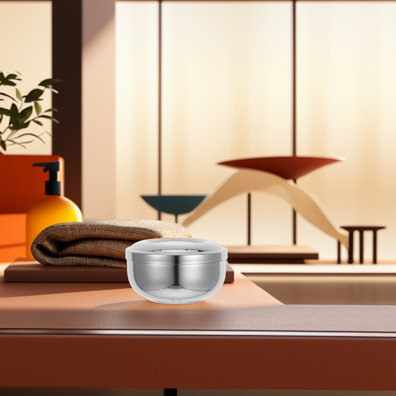 Mens Grooming Travel Kit - Stainless Steel Metal Shaving Bowl with