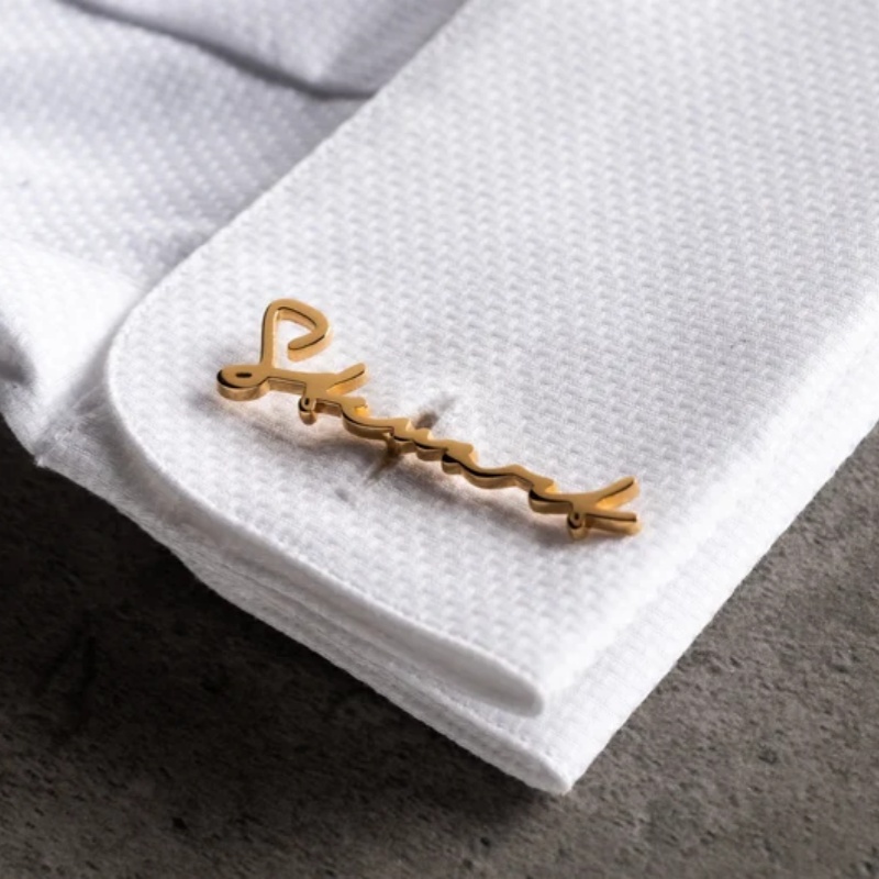 Men'S Grooming - Custom Name Cufflinks 18K Gold Plated