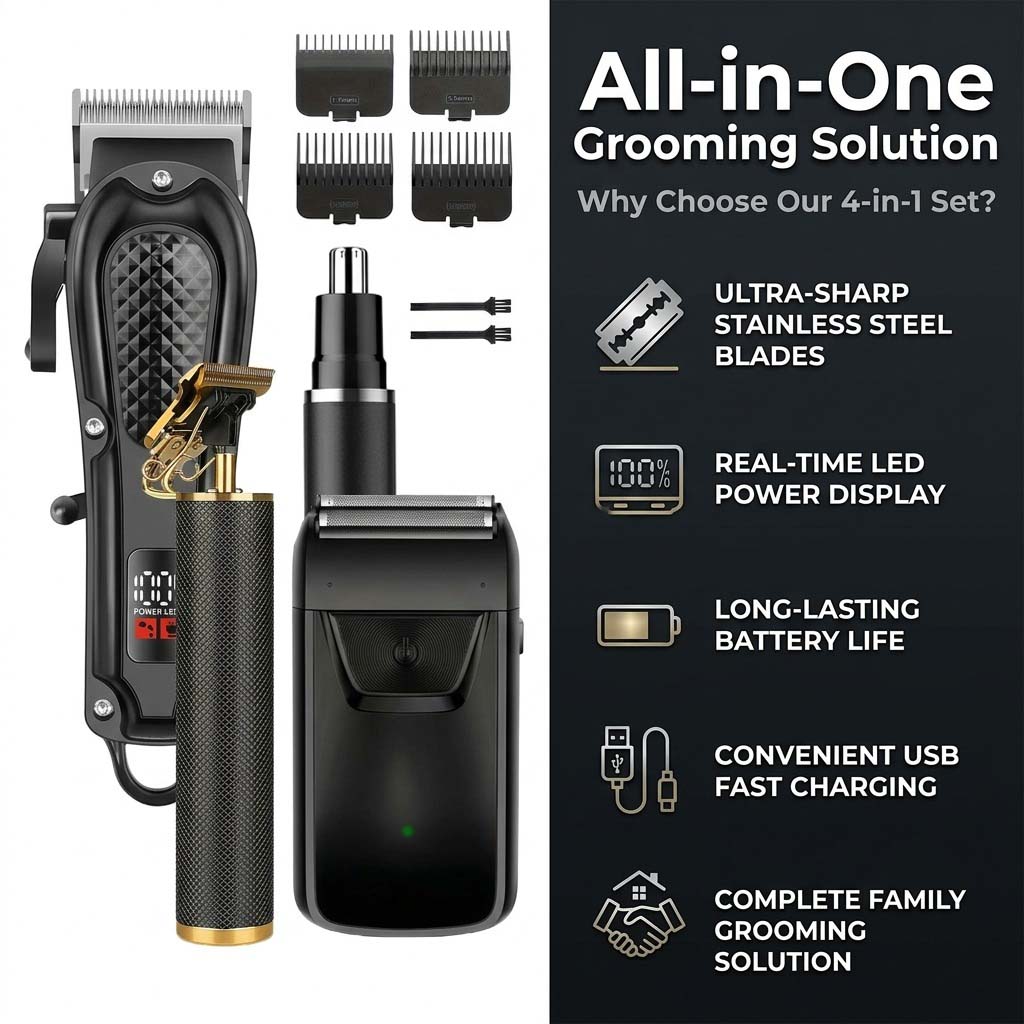 4 in 1 Men's Hair Clipper Set, - огляд і ціна Beard Trimmer Cordless