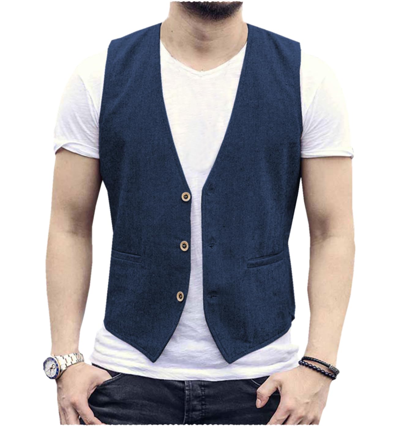 Linen Men Vest Wedding Groom S - огляд і ціна Men Grooming Outfit